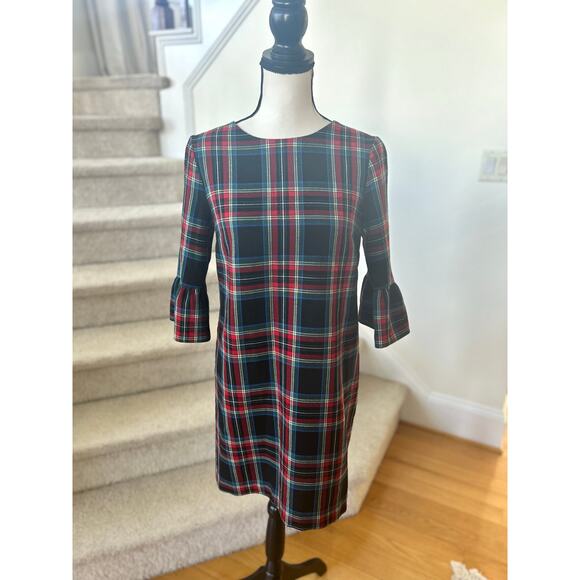 Vineyard Vines Black & Red Christmas Holiday Tartan Shift Dress - Picture 1 of 8
